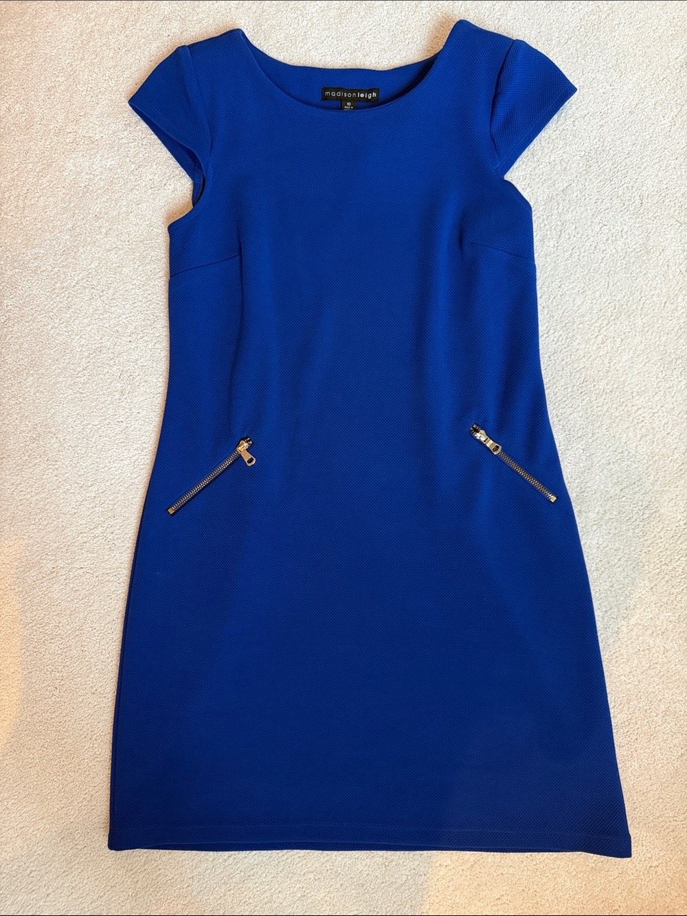 madison leigh Cobalt Blue Cap-Sleeve Sheath Dress with Zip Accents